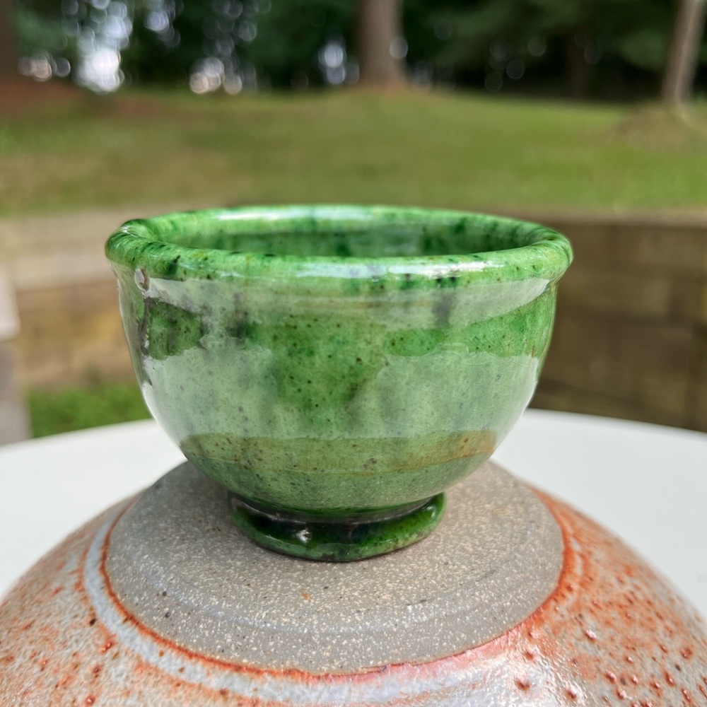 Signed Pablo Tito Uleda Pottery mini dish in Signature Green Terracotta